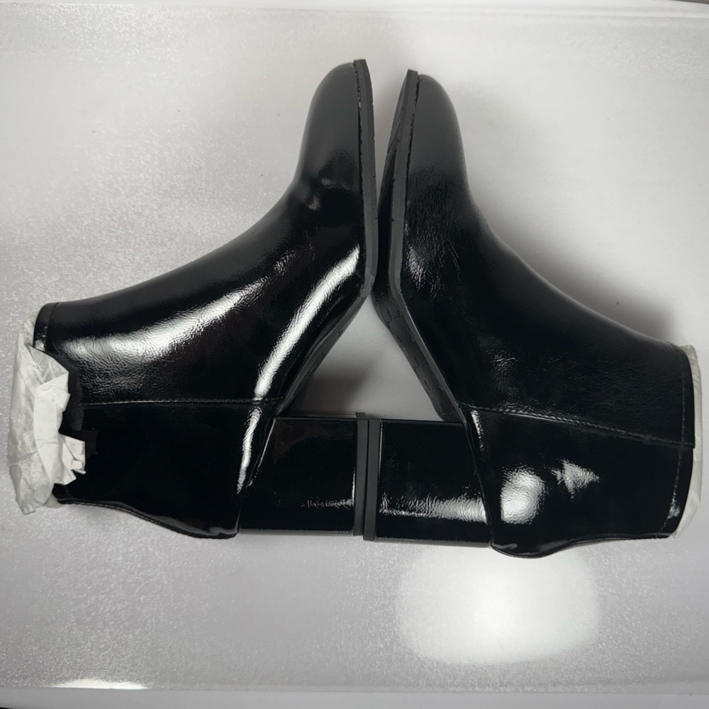 NEW BC Women's Lucky Day Ankle Boot Chunky Heel Bootie in Patent Black Size 7 - Picture 9 of 10